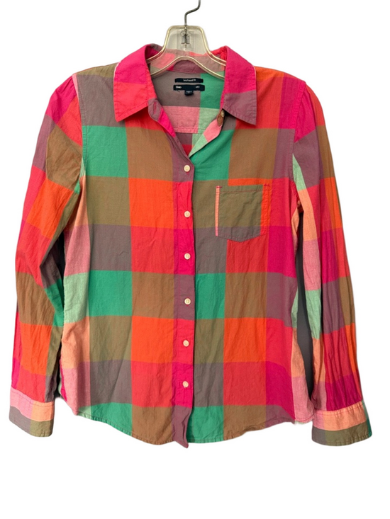 GAP Tops - Gap Multicolor Plaid Button Down Shirt Size Small Lightweight Boyfriend Fit